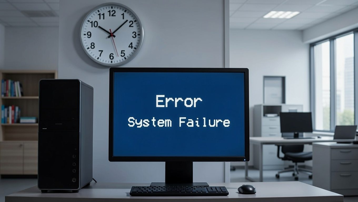 Midnight clock with IT error screen